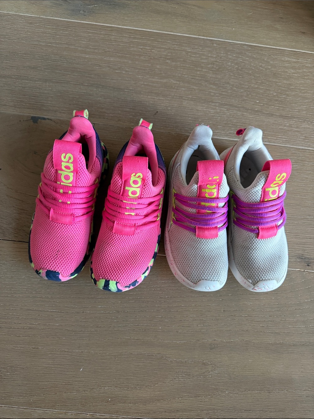 Set of 2 pairs adidas Kids Slip-On Sneakers in Hot Pink and White